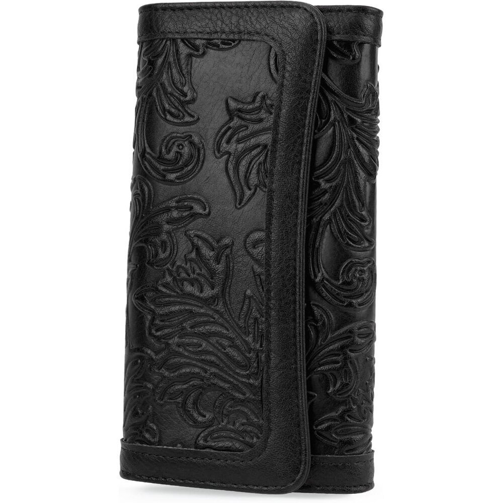 Women's Wallet Leather RFID Blocking Trifold Ladies Purse Embossed long Clutch C